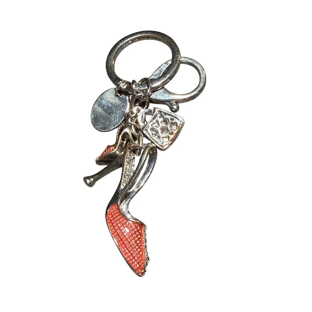 Bellagio Las Vegas Keychain High Heel Stiletto & Crystal Handbag Charms Silver